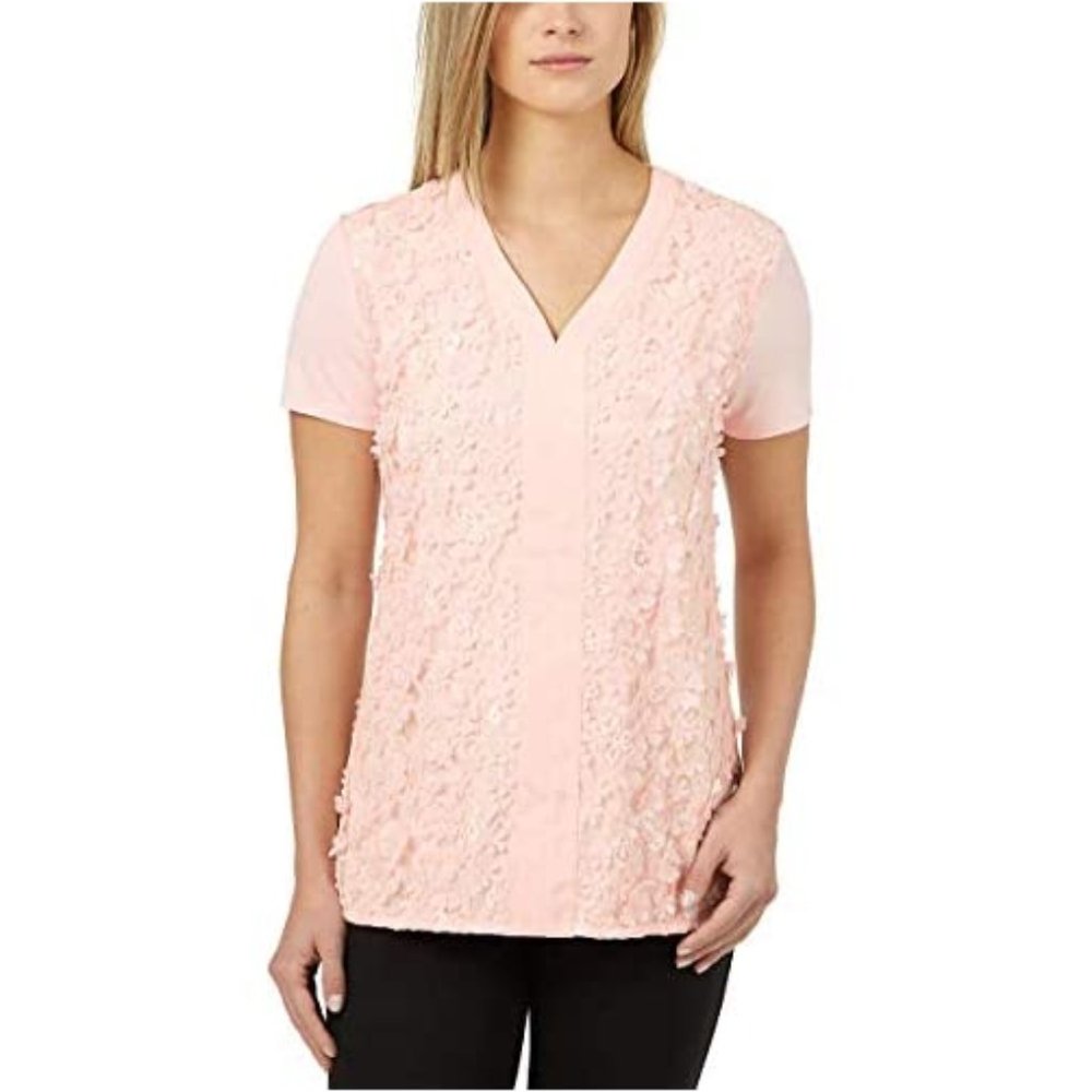Badgley Mischka Ladies' 3D Flower Top Pearl Blush